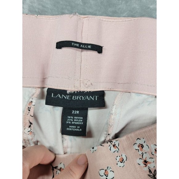Lane Bryant Allie Floral Elastic Waist 22R Pink, side Pockets pants, pull on - Picture 6 of 7